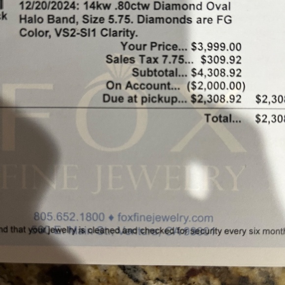 Halo 14K white gold diamond wedding/ promise ring - Picture 13 of 13